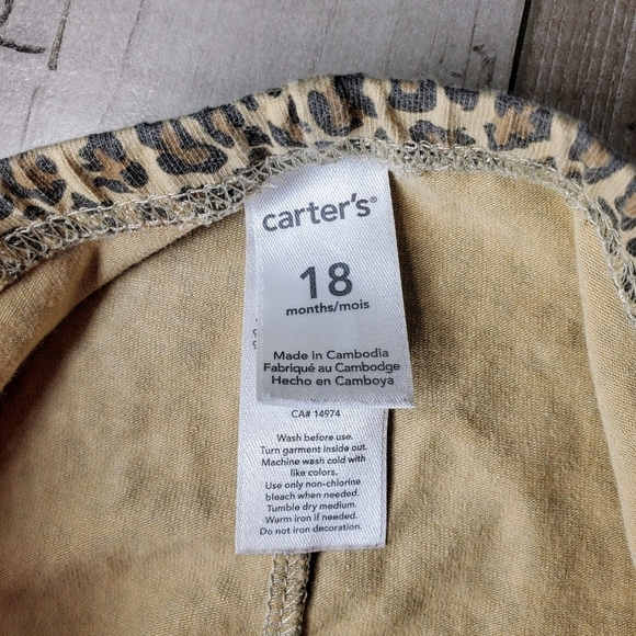 Carter's SIze 18m Tan and Black Leopard Print Animal Print Toddler Girl Leggings - Picture 3 of 7